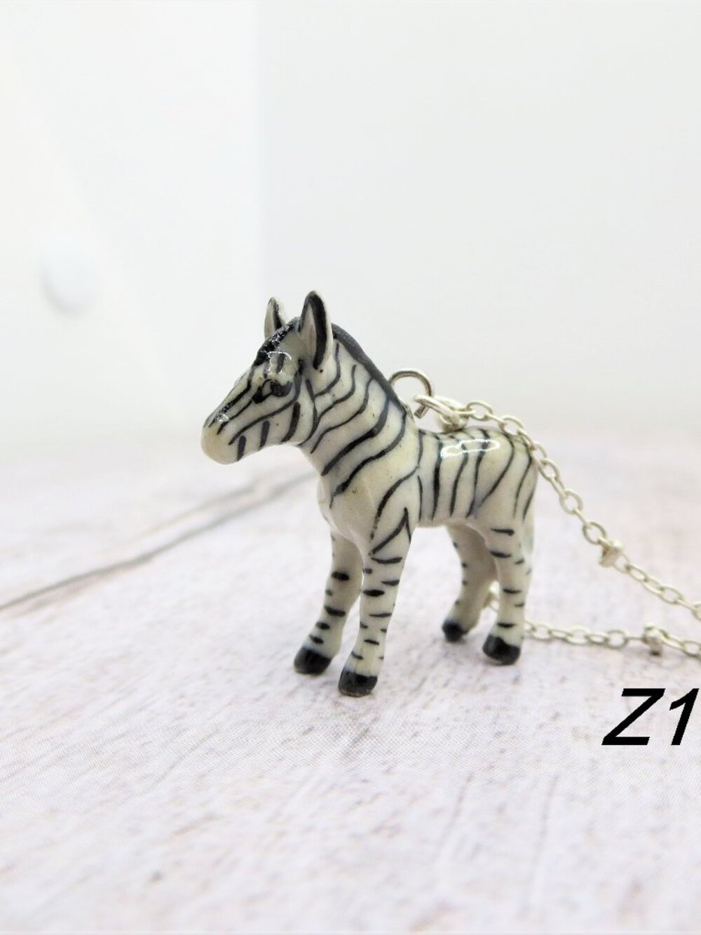 Zebra necklace Porcelain animal necklace baby lamb pendant cow ,llama ceramic